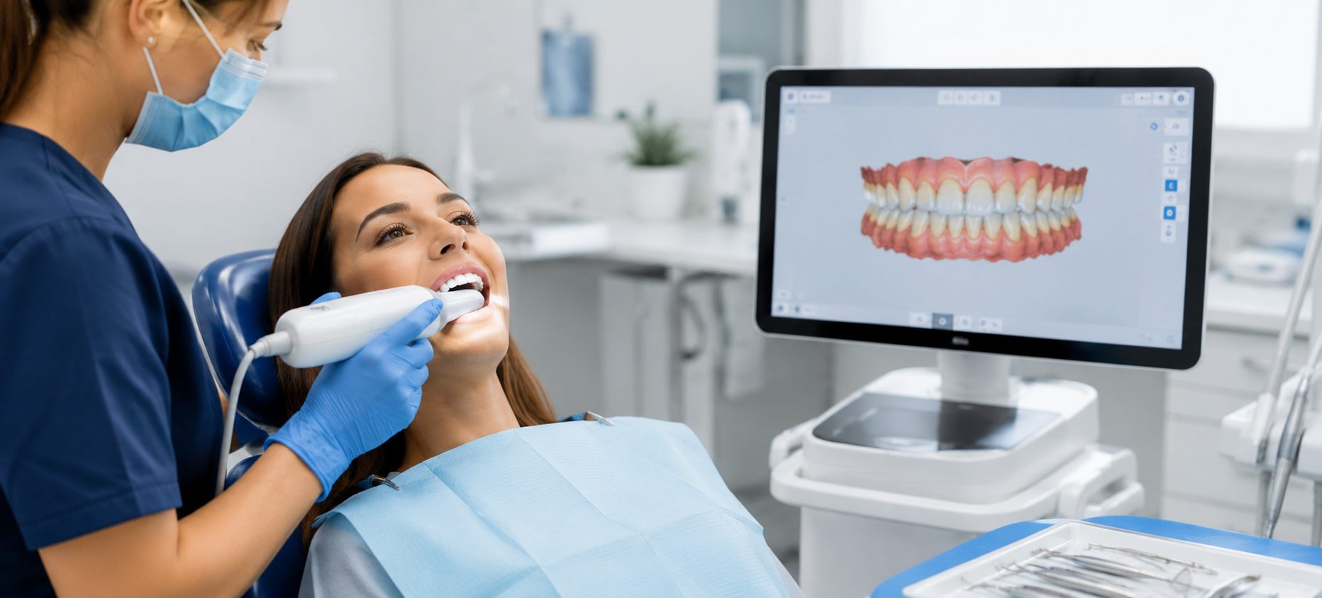 Patient deciding between treatment at a private dental clinic and a hospital dental department.